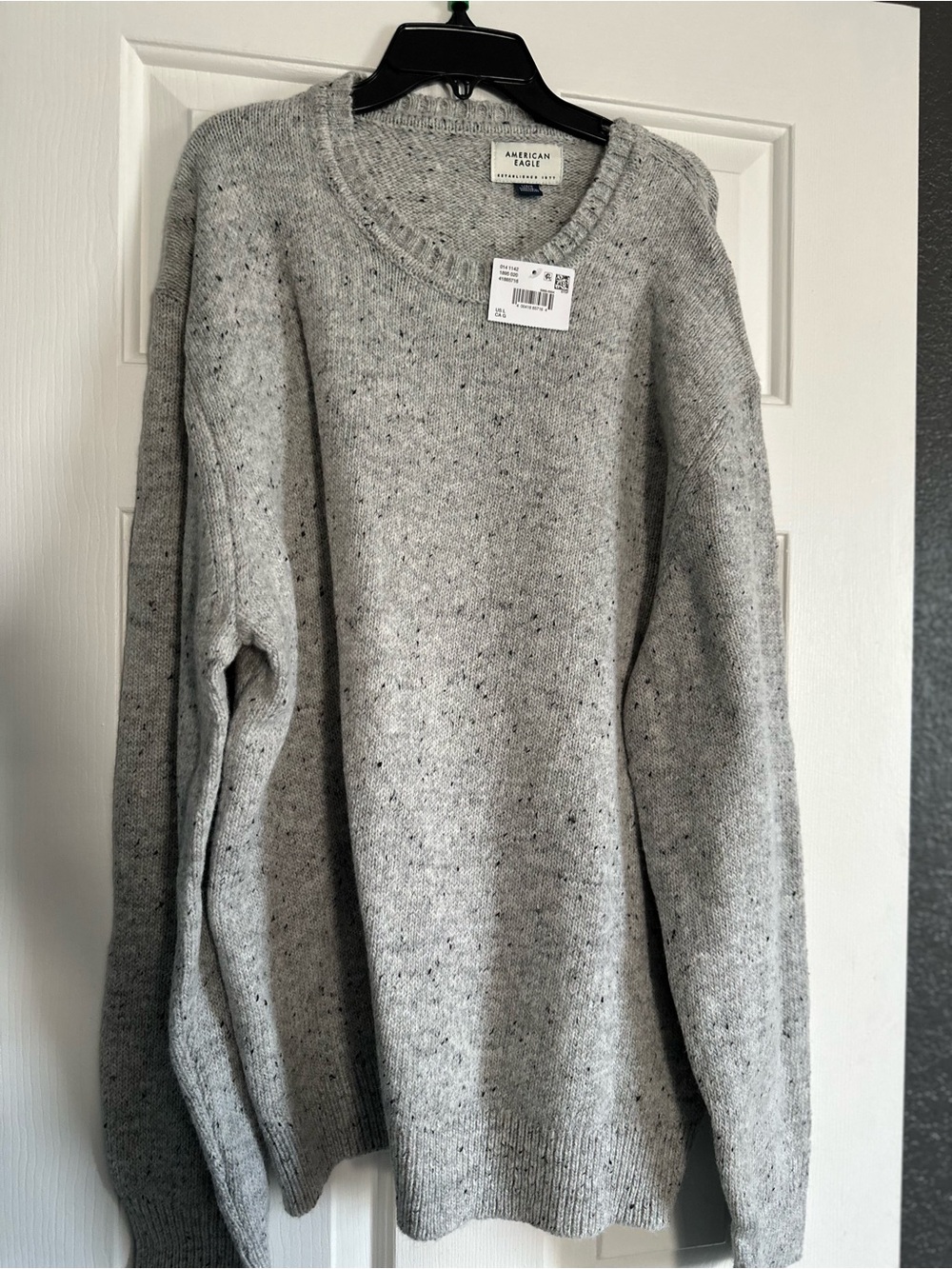 American Eagle Outfitters Light Grey Speckled Crewneck Sweater